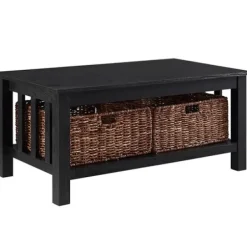 Coffee Tables-Kirkland's Home Traditional Wooden Basket Coffee Table Black