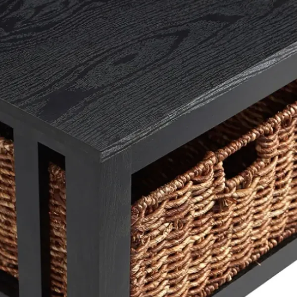 Coffee Tables-Kirkland's Home Traditional Wooden Basket Coffee Table Black
