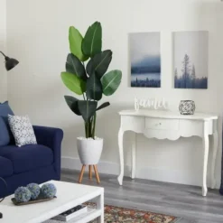 Trees & Topiaries-Kirkland's Home Travelers Palm Rock Tree In White Plant Stand