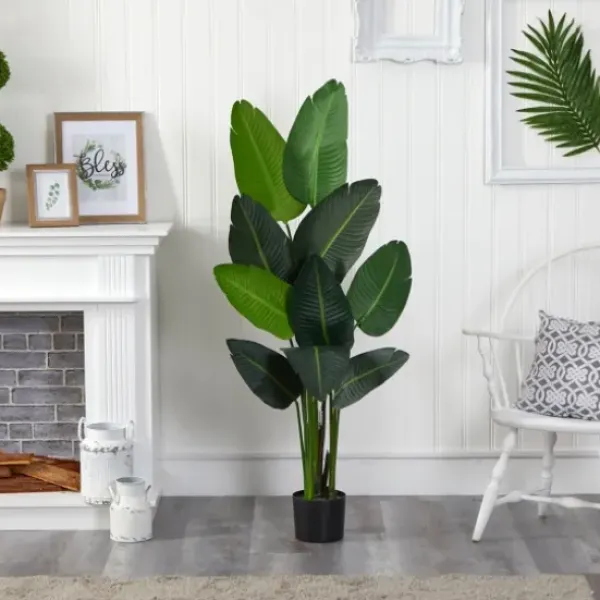 Trees & Topiaries-Kirkland's Home Travelers Palm Tree In Black Planter, 58 In.