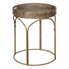 Accent & End Tables-Kirkland's Home Tray Top Wood And Gold Metal Accent Table Tan/Gold
