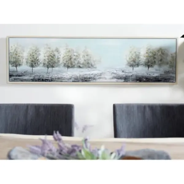 Framed Art-Kirkland's Home Tree Line Landscape Framed Canvas Art Print Blue/Green/Gray
