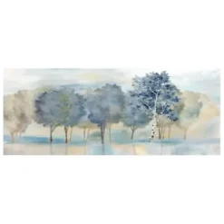 Canvas Art-Kirkland's Home Tree Line Reflection Panel Giclee Canvas Art Print Blue