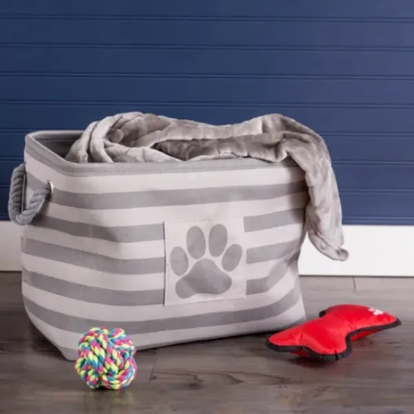 Baskets & Boxes-Kirkland's Home Trellis Paw Print Storage Basket, 14 In. Gray