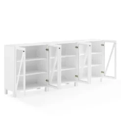 Tv Stands & Media Consoles-Kirkland's Home Triangle 6-Door Wood Media Cabinet White