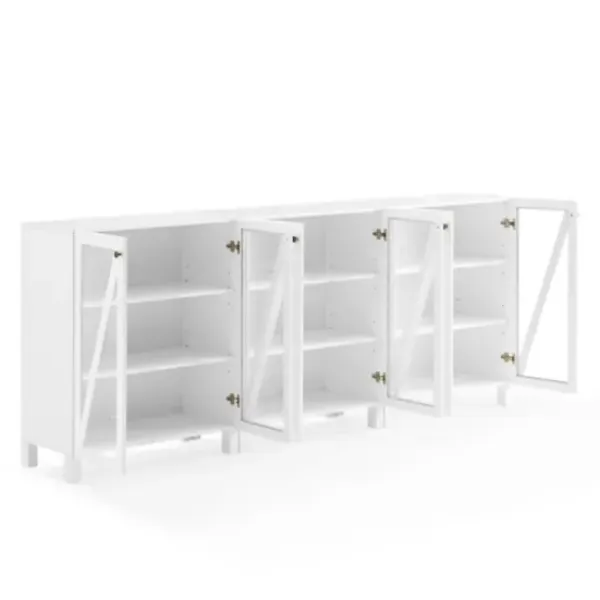 Tv Stands & Media Consoles-Kirkland's Home Triangle 6-Door Wood Media Cabinet White