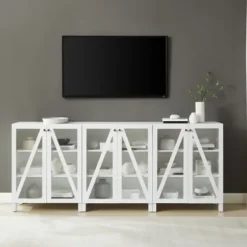 Tv Stands & Media Consoles-Kirkland's Home Triangle 6-Door Wood Media Cabinet White