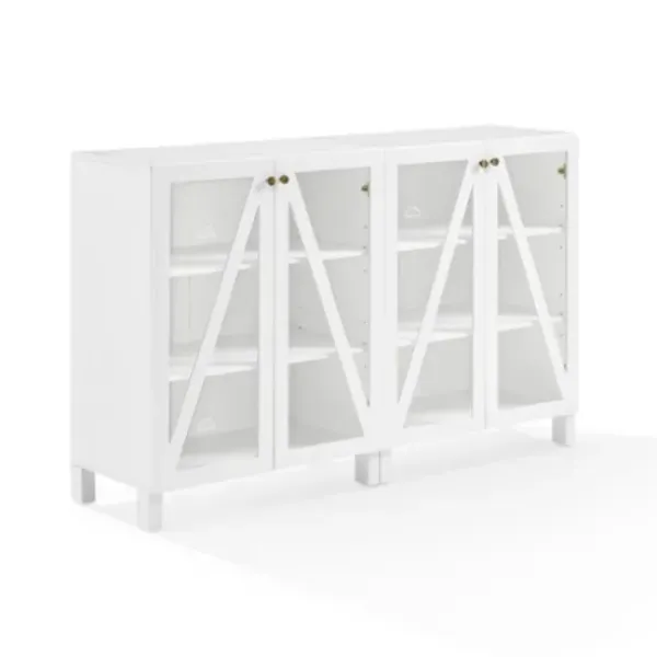 Tv Stands & Media Consoles-Kirkland's Home Triangle 4-Door Wood Media Cabinet White