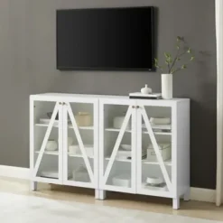 Tv Stands & Media Consoles-Kirkland's Home Triangle 4-Door Wood Media Cabinet White