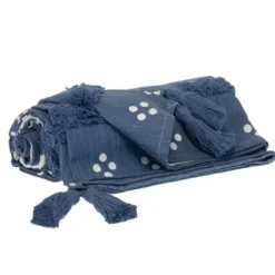 Blankets & Throws-Kirkland's Home Tribal Tufted Stripe Throw Blue