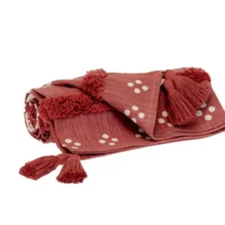 Blankets & Throws-Kirkland's Home Tribal Tufted Stripe Throw Red