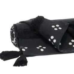 Blankets & Throws-Kirkland's Home Tribal Tufted Stripe Throw Black