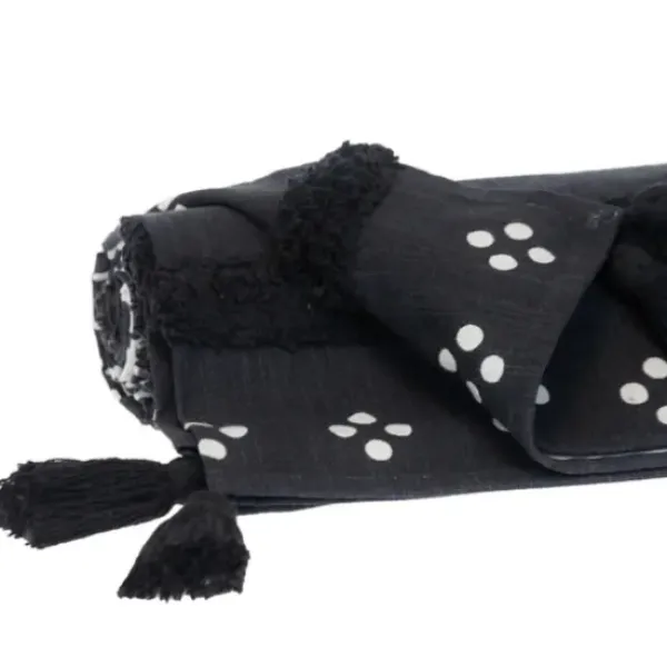 Blankets & Throws-Kirkland's Home Tribal Tufted Stripe Throw Black