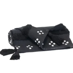 Blankets & Throws-Kirkland's Home Tribal Tufted Stripe Throw Black