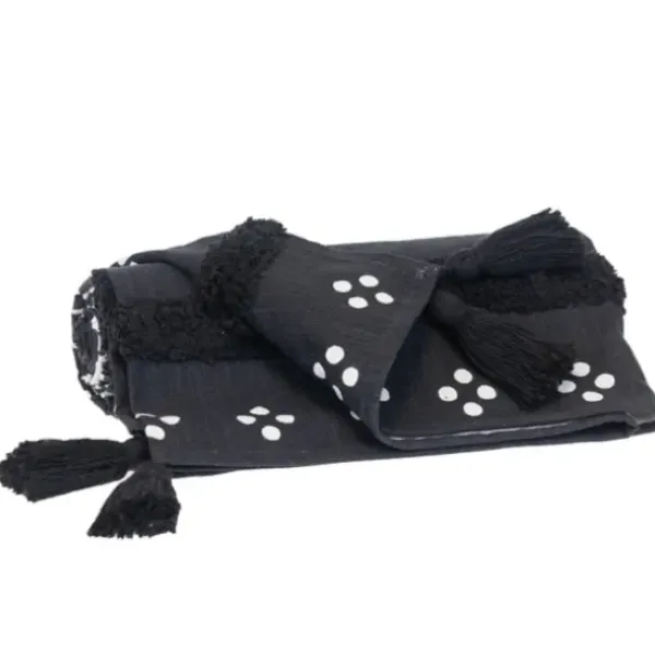 Blankets & Throws-Kirkland's Home Tribal Tufted Stripe Throw Black