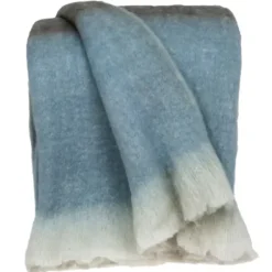 Blankets & Throws-Kirkland's Home Tri-Color Wool Handloomed Throw Blue/Gray/White