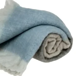 Blankets & Throws-Kirkland's Home Tri-Color Wool Handloomed Throw Blue/Gray/White
