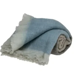 Blankets & Throws-Kirkland's Home Tri-Color Wool Handloomed Throw Blue/Gray/White