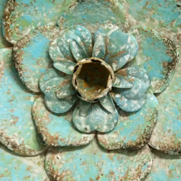 Wall Plaques-Kirkland's Home Tri-Colored Rustic Flower Wall Plaques, Set Of 3 Blue/White/Yellow