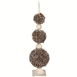 Trees & Topiaries-Kirkland's Home Triple Ball Pinecone Topiary On Antiqued Finial