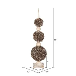 Trees & Topiaries-Kirkland's Home Triple Ball Pinecone Topiary On Antiqued Finial