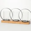 Candle Holders-Kirkland's Home Triple Loop Silver Decorative Candle Holder Silver/Tan