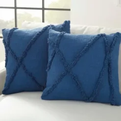 Pillows-Kirkland's Home Tufted Abstract Diamond Pillows, Set Of 2 Blue