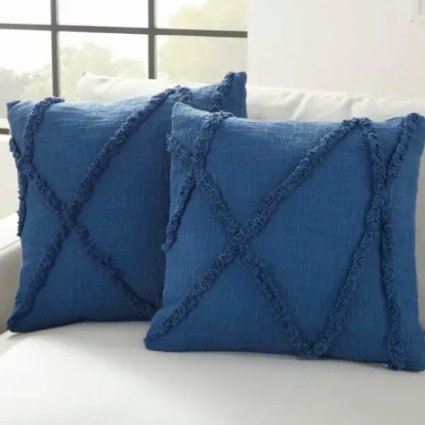Pillows-Kirkland's Home Tufted Abstract Diamond Pillows, Set Of 2 Blue