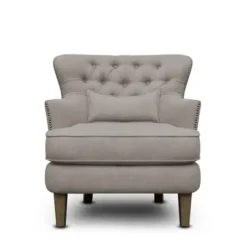 Accent Chairs-Kirkland's Home Tufted Armchair With Lumbar Pillow Gray
