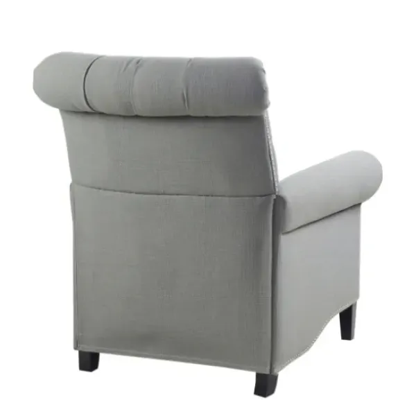 Accent Chairs-Kirkland's Home Tufted Back Nailhead Trim Recliner Armchair Gray