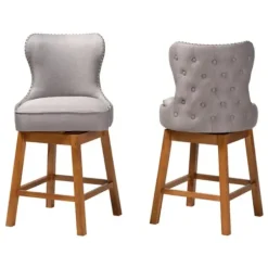 Bar Stools & Counter Height Stools-Kirkland's Home Tufted Back Swivel Counter Stools, Set Of 2 Gray