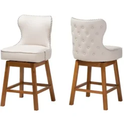 Bar Stools & Counter Height Stools-Kirkland's Home Tufted Back Swivel Counter Stools, Set Of 2 Ivory