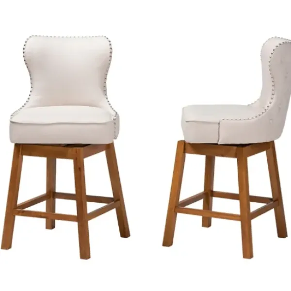 Bar Stools & Counter Height Stools-Kirkland's Home Tufted Back Swivel Counter Stools, Set Of 2 Ivory
