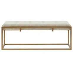 Benches & Ottomans-Kirkland's Home Tufted Bronze Metal Bench Tan