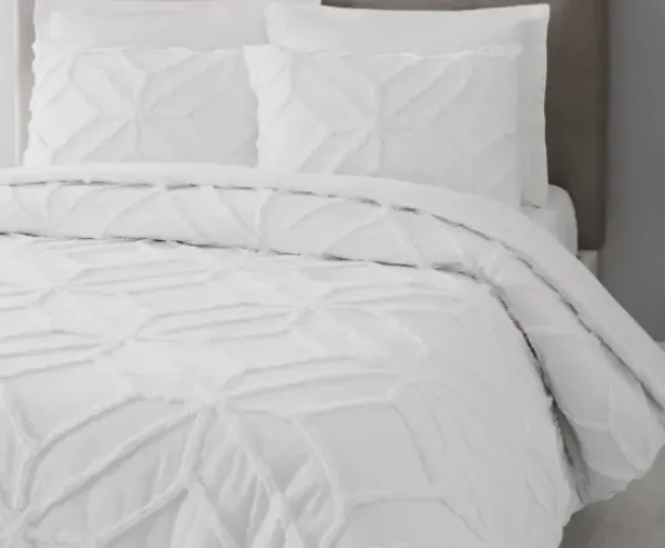 Duvets-Kirkland's Home Tufted Chenille 3-Pc. King Duvet Set White