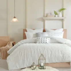 Duvets-Kirkland's Home Tufted Cotton 7-Pc. Full/Queen Duvet Set Ivory