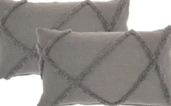 Pillows-Kirkland's Home Tufted Diamond Lumbar Pillows, Set Of 2 Gray