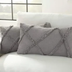 Pillows-Kirkland's Home Tufted Diamond Lumbar Pillows, Set Of 2 Gray