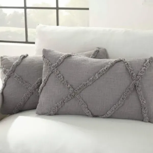 Pillows-Kirkland's Home Tufted Diamond Lumbar Pillows, Set Of 2 Gray