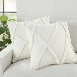 Pillows-Kirkland's Home Tufted Diamond 2-Pc. Pillows, 24 In. White