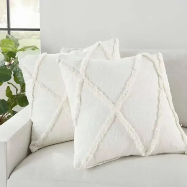 Pillows-Kirkland's Home Tufted Diamond 2-Pc. Pillows, 24 In. White