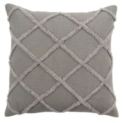 Pillows-Kirkland's Home Tufted Diamond Pillow Cover Gray