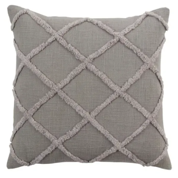Pillows-Kirkland's Home Tufted Diamond Pillow Cover Gray