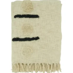 Blankets & Throws-Kirkland's Home Tufted Dots And Dashes Throw Ivory