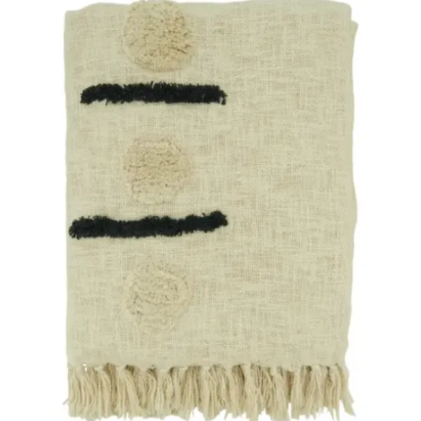 Blankets & Throws-Kirkland's Home Tufted Dots And Dashes Throw Ivory