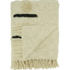 Blankets & Throws-Kirkland's Home Tufted Dots And Dashes Throw Ivory