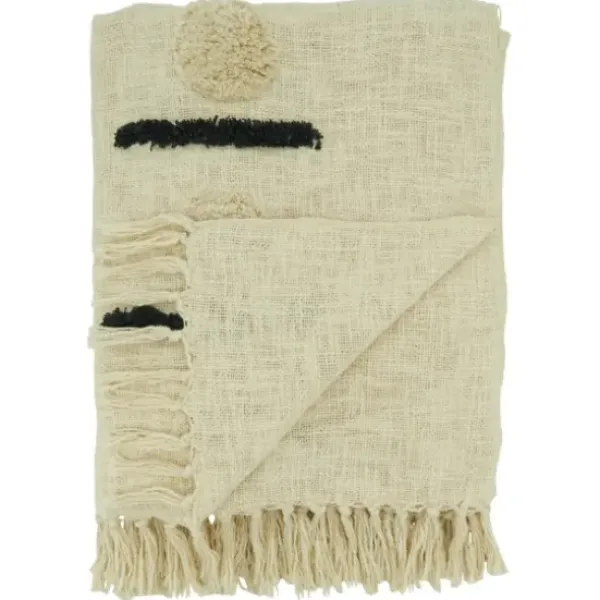 Blankets & Throws-Kirkland's Home Tufted Dots And Dashes Throw Ivory