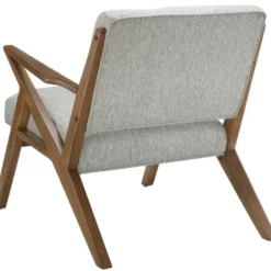 Accent Chairs-Kirkland's Home Tufted Pecan Wood Mid-Century Modern Armchair Gray