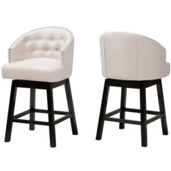 Bar Stools & Counter Height Stools-Kirkland's Home Tufted Seat Swivel Counter Stools, Set Of 2 Ivory