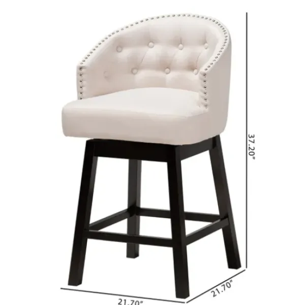 Bar Stools & Counter Height Stools-Kirkland's Home Tufted Seat Swivel Counter Stools, Set Of 2 Ivory
